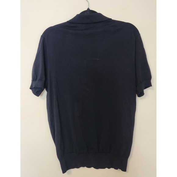 Collars & Co Polo Shirt Large Black Luxury Knit Silk Cotton Johnny Collar NWT - Picture 4 of 7